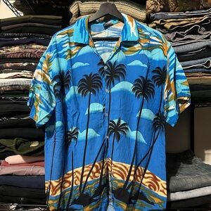 Blue Palm Tree Men's Casual Shirt